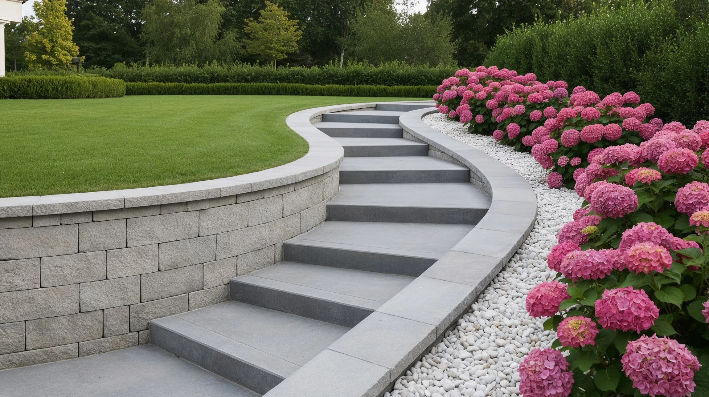 Scène extérieure d'entrée résidentielle avec femme et enfant franchissant le seuil d'une maison